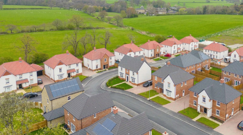 aerial of new homes